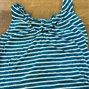 Motherhood Nursing Teal and White Striped Tank Top